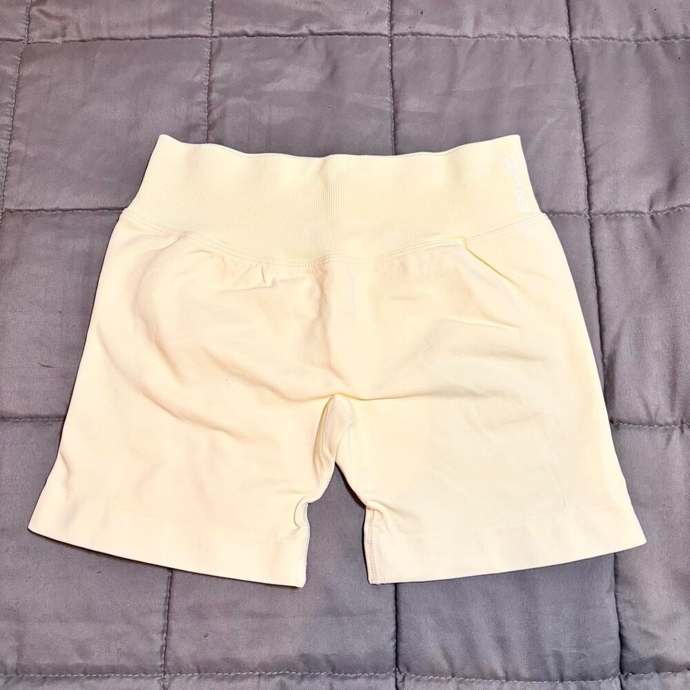 Dfyne Women's Yellow and Cream Shorts